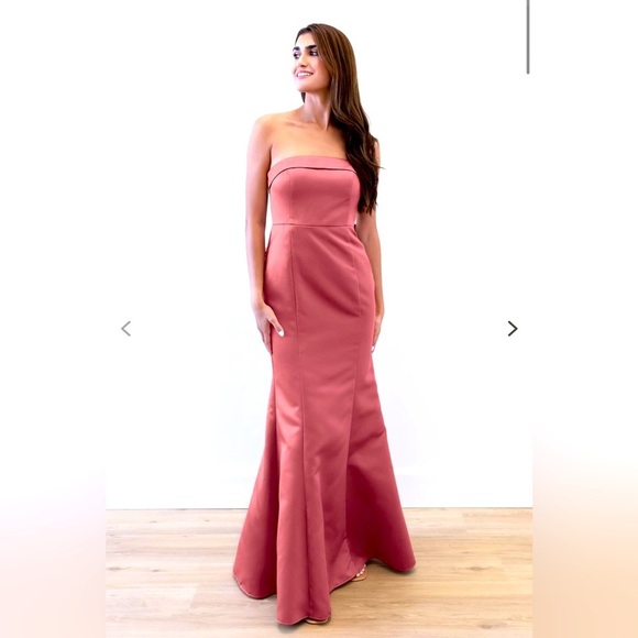 Wtoo by Watters Ayla Dress Cerise Size 12 NWT Strapless Gown with Bow - Picture 2 of 6